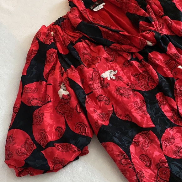 {VTG} Saint Romei | Silk Floral Open Front Tie Puff Sleeve Kimono Tunic Top 8 - Picture 4 of 16